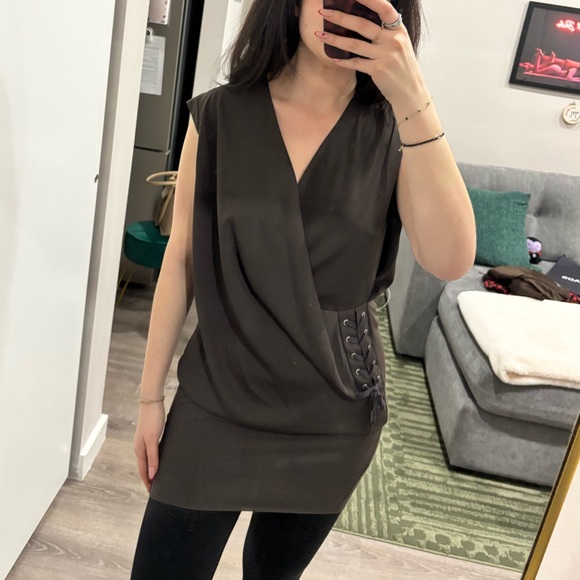 AllSaints Aures Dress with Lace Up Detail - Picture 2 of 4